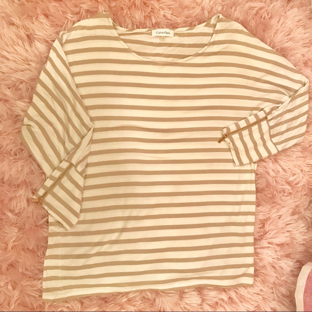 Calvin Klein Long Sleeve Shirt, Zipper Cuff Detail